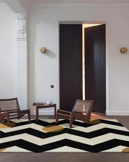 French Retro Bedroom Decor Stripe Carpet Minimalist Carpets for Living Room Home Art Plush Floor Mat Large Area Thickened Rug