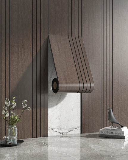 Thickened Roll 3D Stereo Grille Wood Veneer Wall Panel Self-Adhesive Wallpaper Decoration Living Room Background Wall Wall Sticker DIY Cutting