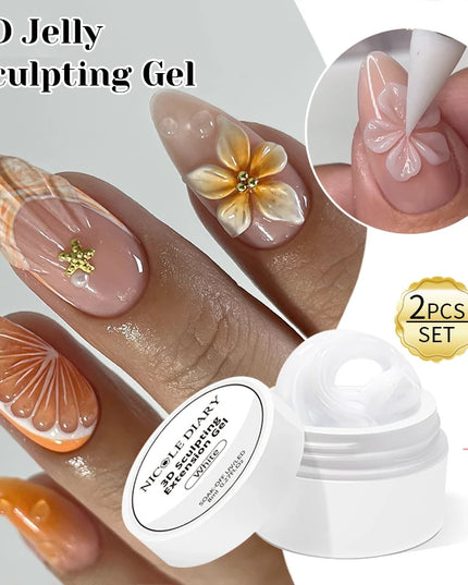 NICOLE DIARY White Non Stick Hand Extension Gel Nail Polish For 3D Shaping Carving Flower DIY Nail Art Extension Acrylic