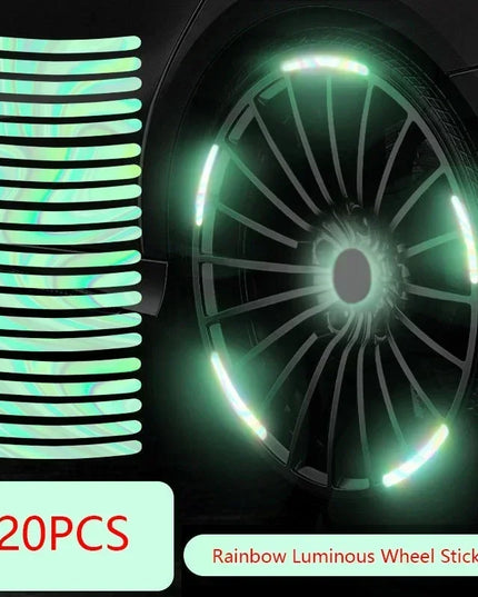 Car Wheel Hub Reflective Stripes Sticker Driving Safety Tire Decor Warning Sticker Warning Reflective Tape Car Accessories