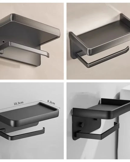 Aluminum Alloy Toilet Paper Holder Wall Mount WC Storage Organizer Roll Paper Phone Shelf Holder Bathroom Accessories