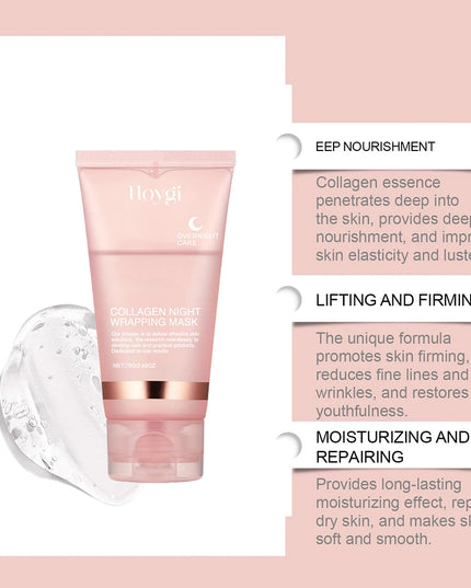 2pcs Collagen Overnight Facial Mask Deep Pore Cleansing Peel off Oil Control Turmeric Night Face Mask for Skin Care