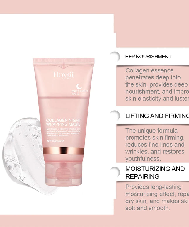 2pcs Collagen Overnight Facial Mask Deep Pore Cleansing Peel off Oil Control Turmeric Night Face Mask for Skin Care