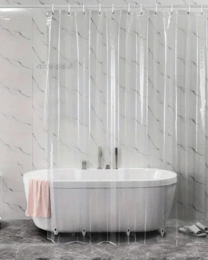 1PC PEVA Shower Curtain Waterproof Plastic Clear Bath Curtains Bathroom Curtains Home Decoration with Hooks