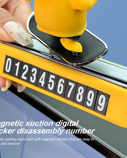 New Dashboard Car Decorations Skateboard Bear Magnetic Parking Number Plate Creative Car Cartoon Interior Interior Accessories