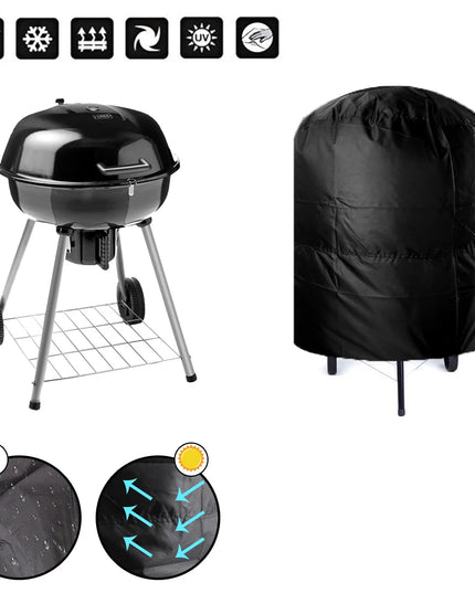 Grill Cover 77x58cm/80x66x100cm Waterproof Round BBQ Grill Cover Camping Outdoor Barbecue Cover Anti Dust Rain Protective
