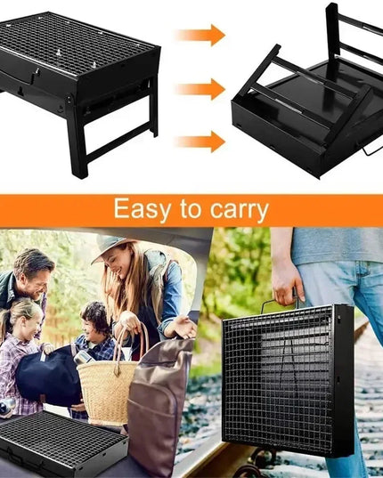 Portable BBQ Charcoal Grill Stainless Steel Small Mini BBQ Tool Kit Outdoor Cooking Camping Picnic Beach Portable BBQ
