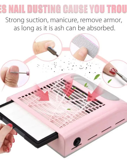 Professional Powerful Nail Duster Exhaust Fan for Nail Art Vacuum Collector Gel Nail Duster for Nail Art Salon Equipment