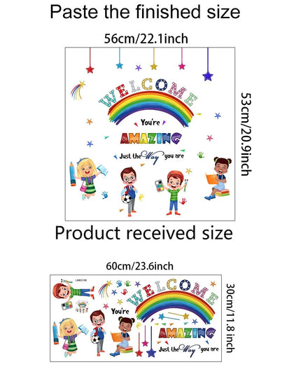 Cartoon Welcome Inspirational Phrases Wall Stickers Detachable Children's Tenant Hall Nursery Decoration Wall Stickers