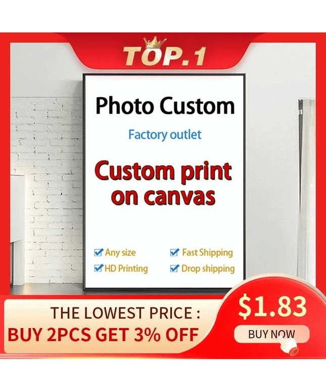 YWDECOR Custom Big Size Painting Canvas HD Print Your Picture Personalized Wall Art Poster Photo for Living Room Home Decor Gift