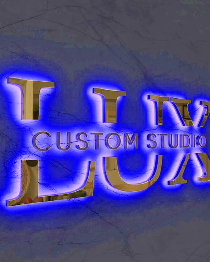 Custom Illuminated Backlit Sign Business Logo 3d Metal Letters Signage Stainless Steel Metal Sign Outdoor Signs Dropshipping