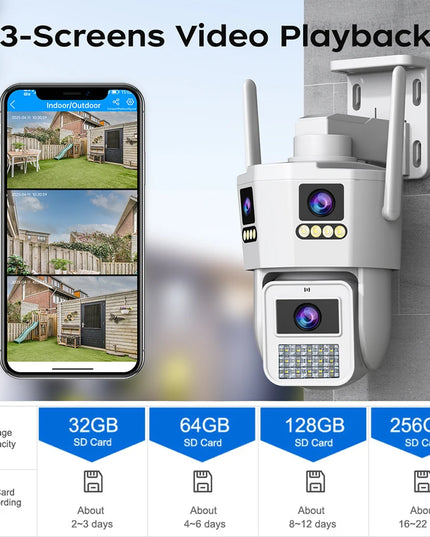 JOOAN 6K 12MP WiFi Outdoor Camera Three Len AI Motion Tracking PTZ  Video Camera Security Protection Waterproof Surveillance
