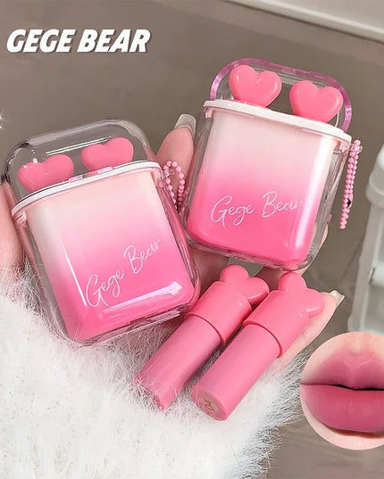 Rose Pink Liquid Lipstick Mirror Water Lip Gloss Matte Velvet Lip Glaze Combination Long Lasting Lip Tint Cosmetic Kits Lipgloss