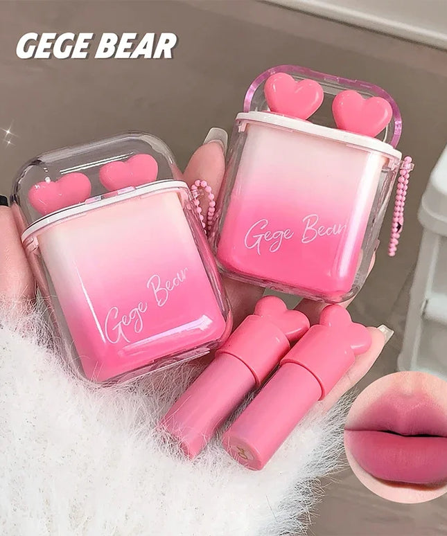 Rose Pink Liquid Lipstick Mirror Water Lip Gloss Matte Velvet Lip Glaze Combination Long Lasting Lip Tint Cosmetic Kits Lipgloss