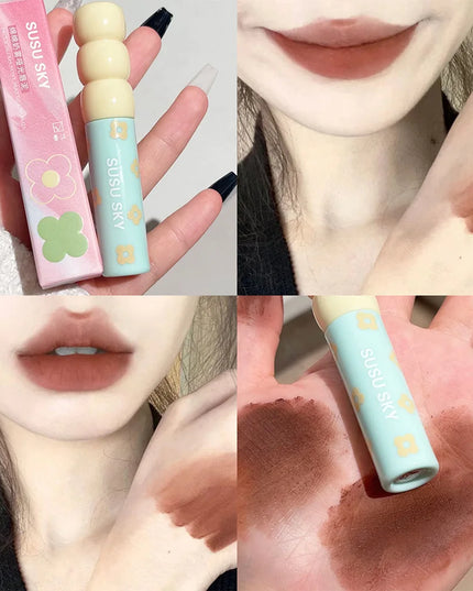 1/5Pcs Candied Fruit Lip Mud Milk Mist Velvet Matte Lip Gloss Long Lasting Not Easy To Stick Cup LipGlaze Almond Brown Pink