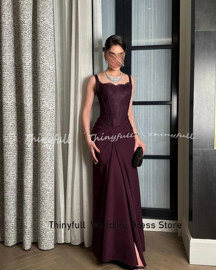 Thinyfull Arabic Mermaid Satin Prom Dress Sleeveless Evening Dresses 2025 Long Formal Event Gown Robe De Soirée Customized