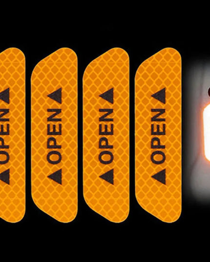 4PCS Car Accessories Car Stickers Reflective Warning Sticker Wheel Eyebrows Door Opening Sticker Diamond Wheel Reflective Strip