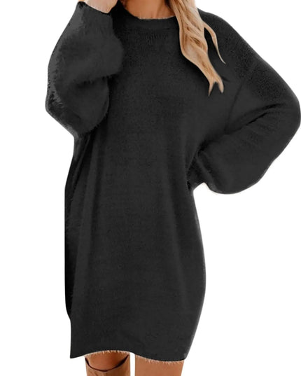 Women Winter Sweater Knit Crewneck Warm Long Sleeve O-Neck Casual Sweatshirts Dress Solid Color Oversized Basic Ladies Cloth