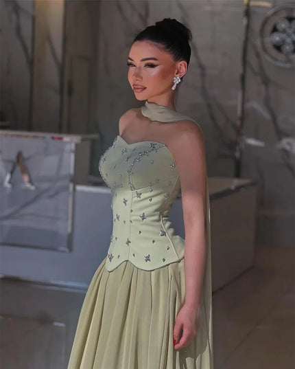 Contessa Dubai Customized Evening dresses A-line prom party dress 2025 Luxury Strapless Floor-length فساتين سهرة