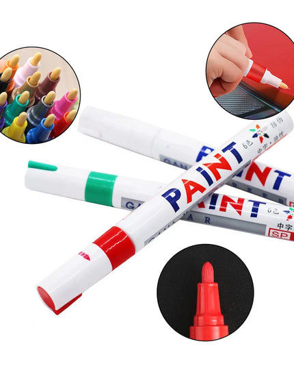 1pcs White Waterproof Cars Wheel Tire Oily Mark Pen Auto Rubber Tyre Paint Pen Cd Metal Permanent Paint Marker Graffiti Touch Up