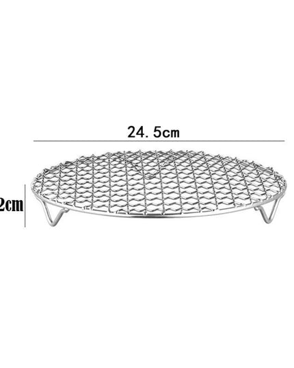 Round Air Fryer Rack Stackable Stainless Steel Grid Grill BBQ Net with Foot Cooling Rack Steam Baking Rack For Home Kitchen