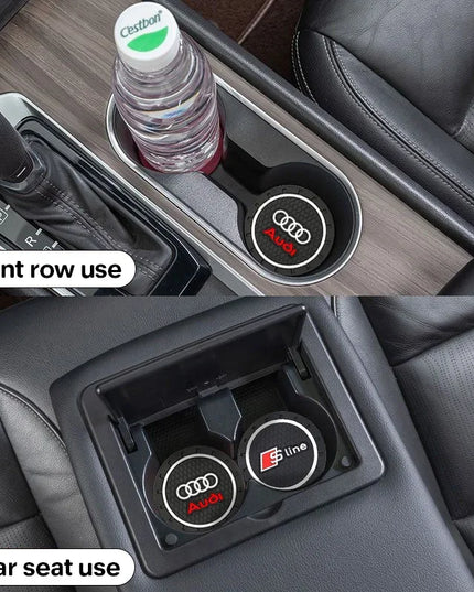 2Pcs Car Coaster Water Cup Bottle Holder Anti-slip Pad Mat For Audi Sline A6 C5 C6 C7 C8 A4 B5 B6 B7 B8 B9 S3 S4 S5 Q3 8U Q5 8R