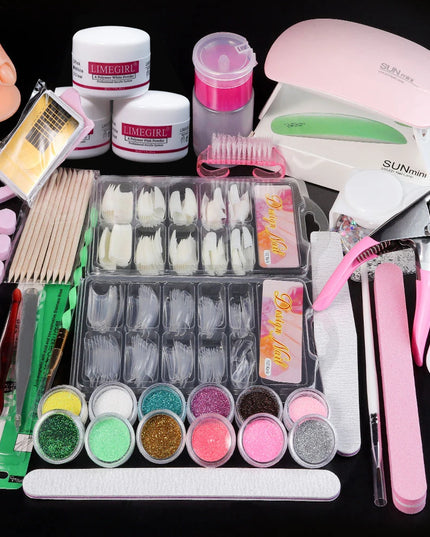 Nail Acrylic Powder and Liquid Monomer Nails Art Decoration For Manicure Set Kit Crystal Nail Glitter 3D Nail Tips Carving Tools