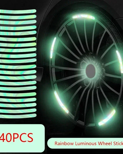 Car Wheel Hub Reflective Stripes Sticker Driving Safety Tire Decor Warning Sticker Warning Reflective Tape Car Accessories