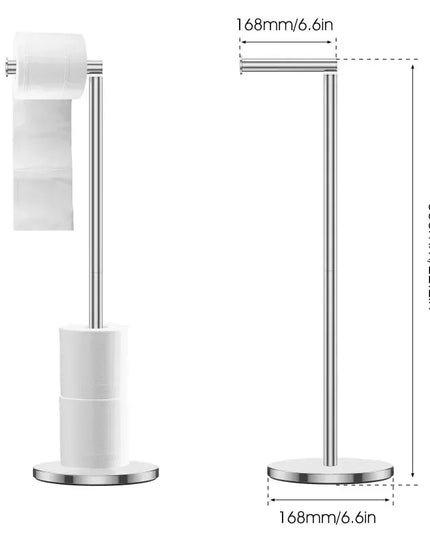 Freestanding Toilet Roll Holders Stainless Steel Toilet Paper Stand Anti-Rust Space Bathroom Tissue Rack Paper Dispenser Storage