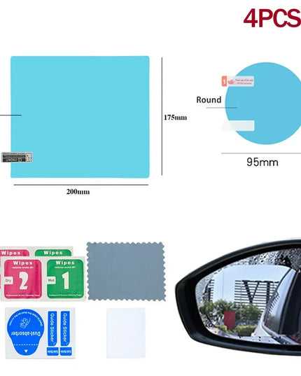 2/4pcs Car Rearview Mirror Sticker Side Window Rainproof Clear Film Anti Fog Window Mirror Film Protective for Car Accessories