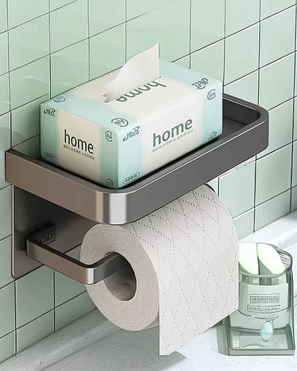 Aluminum Alloy Toilet Paper Holder Wall Mount WC Storage Organizer Roll Paper Phone Shelf Holder Bathroom Accessories