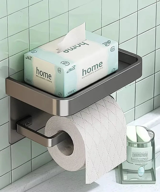 Aluminum Alloy Toilet Paper Holder Wall Mount WC Storage Organizer Roll Paper Phone Shelf Holder Bathroom Accessories