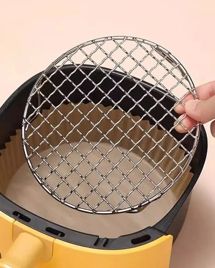 Round Air Fryer Rack Stackable Stainless Steel Grid Grill BBQ Net with Foot Cooling Rack Steam Baking Rack For Home Kitchen