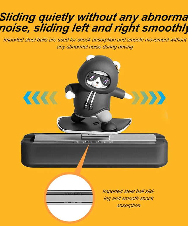 New Dashboard Car Decorations Skateboard Bear Magnetic Parking Number Plate Creative Car Cartoon Interior Interior Accessories