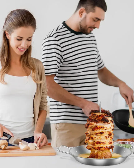 BBQ Vertical Meat Skewer Stainless Steel Roasting Meat Spit Skewers Brazilian Spikes Barbecue Grilling Rack Kitchen Accessories