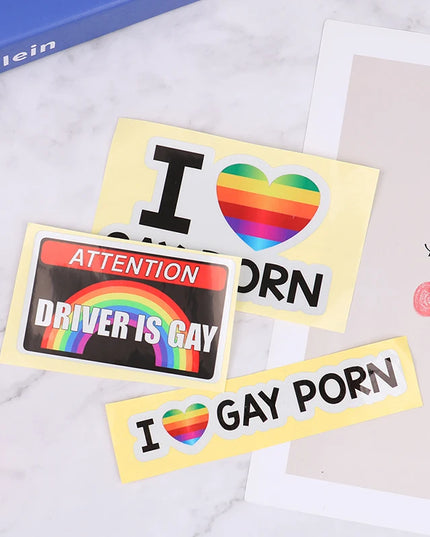 1Pc I LOVE GAY PORN Car Stickers Reflective Personality Car Stickers Gay Funny Stickers