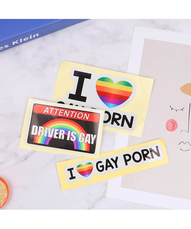 1Pc I LOVE GAY PORN Car Stickers Reflective Personality Car Stickers Gay Funny Stickers