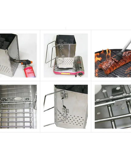 Portable Charcoal Starter Stainless Steel Outdoor Barbecue Grill Fire Starter Folding Carbon Stove BBQ Grill Heating Stove