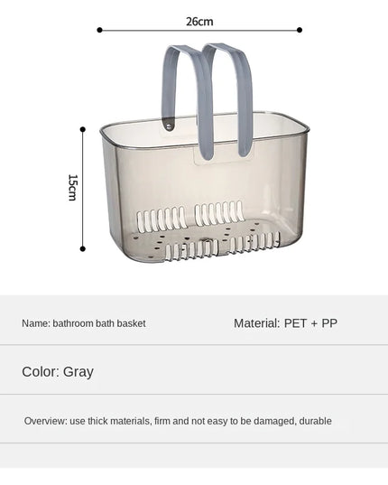 Transparent Portable Bath Basket Storage Basket Bathroom Toilet Shower Basket