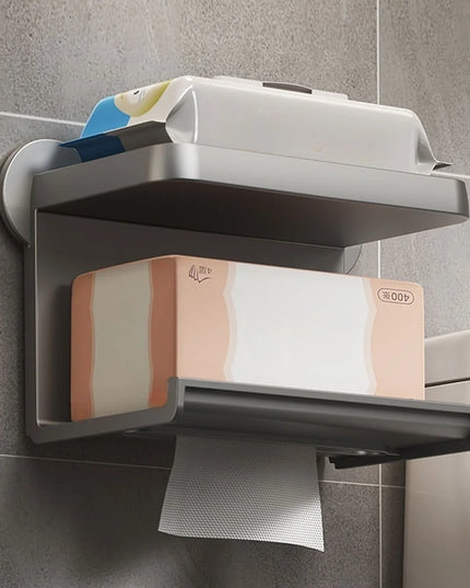 1pc Toilet gun gray paper towel rack bathroom paper towel box project storage rack hole free wall mounted Hotel paper roll rack