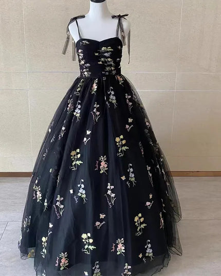 Luxury Floral Embroidery Long Prom Evening Wedding Shooting Dresses Women 2025 Summer Party Formal Occasions Reception Dress