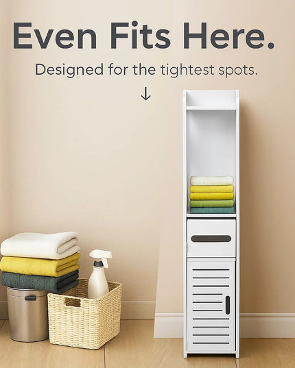 Bathroom toilet furniture cabinet, white wooden cabinet shelf, paper towel storage rack, bathroom storage rack