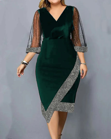 Plus Size Women Dress Winter Plus Size Black Vestidos Formal Occas Dress Elegant Long Skirt Party Female Clothin