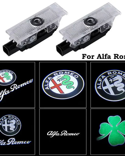 2Pcs Fashion LED Car Door Welcome Light Logo Projector for Alfa Romeo Spider Giulia Giulietta 147 156 159 Mito Stelvio GT Spider
