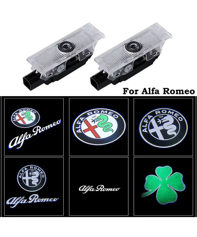 2Pcs Fashion LED Car Door Welcome Light Logo Projector for Alfa Romeo Spider Giulia Giulietta 147 156 159 Mito Stelvio GT Spider