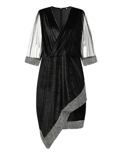 Plus Size Women Dress Winter Plus Size Black Vestidos Formal Occas Dress Elegant Long Skirt Party Female Clothin