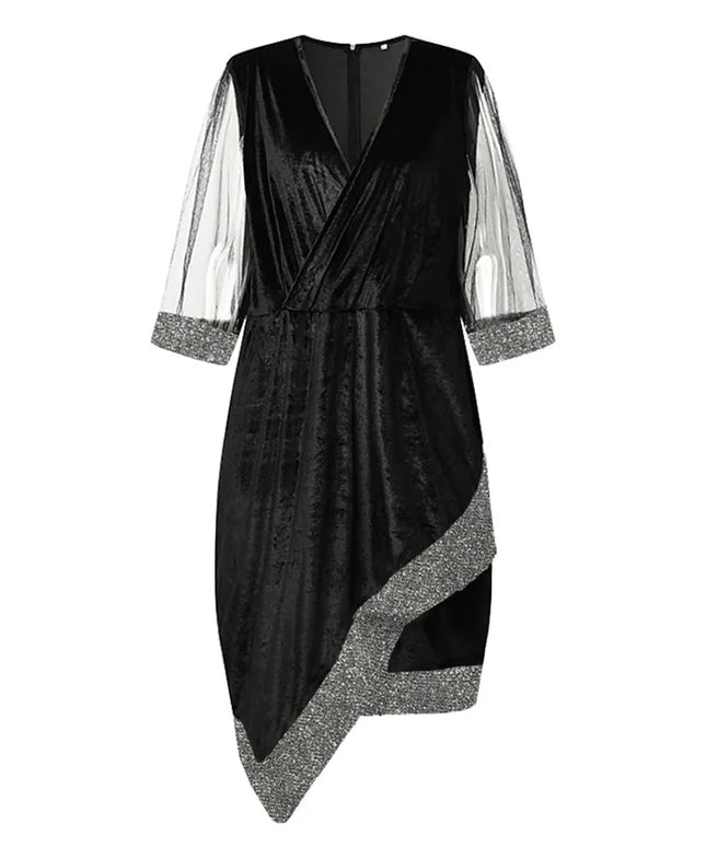 Plus Size Women Dress Winter Plus Size Black Vestidos Formal Occas Dress Elegant Long Skirt Party Female Clothin