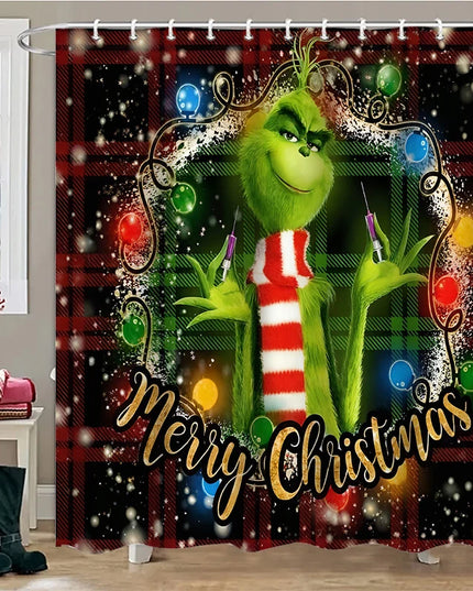 Christmas Cartoon Bathroom  Shower Curtain  Waterproof fabric bathroom Curtain With 12 Hooks Sunflower Home Deco Free Ship