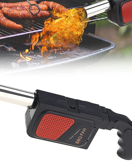 LMETJMA BBQ Air Blower Portable Handheld Electric BBQ Fan Outdoor Camping Barbecue Charcoal Grill Fan Fire Bellows Tool JT54