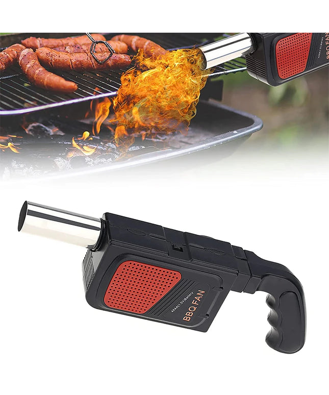LMETJMA BBQ Air Blower Portable Handheld Electric BBQ Fan Outdoor Camping Barbecue Charcoal Grill Fan Fire Bellows Tool JT54